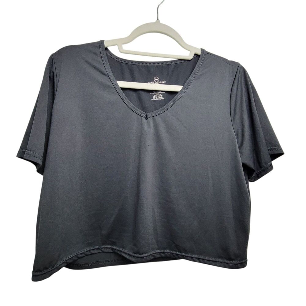 Real Essentials Gray V-Neck Crop Top Size Medium